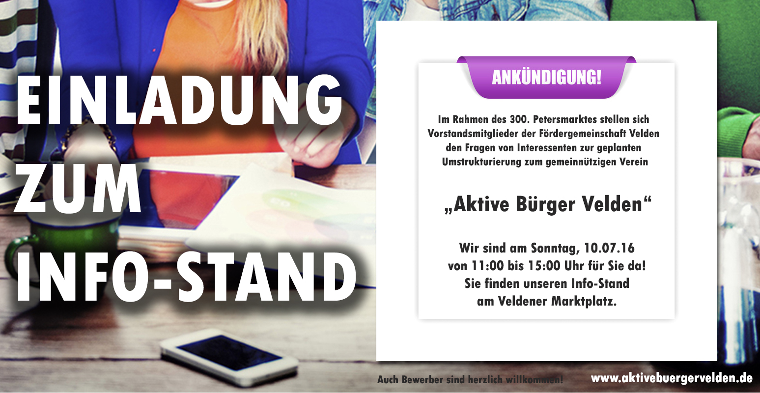 Einladung zum Info-Stand der Fördergemeinschaft Velden